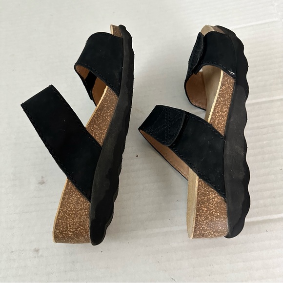 Dansko Maddy Slip-On Wedge Sandal Velcro Leather Black Sz 37 Excellent Condition - Picture 5 of 12